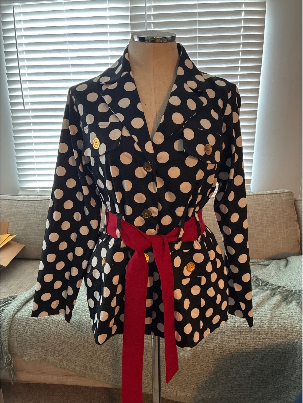 Lane Bryant Woman’s Size 14W Black with White Polka Dots with Red Belt